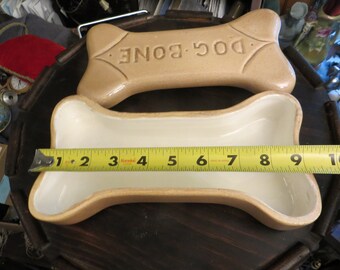 Dog Bone Shaped Pottery Doggy Biscuit Box, Please Read Description
