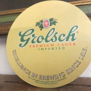 6 Grolsch bar mats, unused 4&quot; double sided coasters, set of six