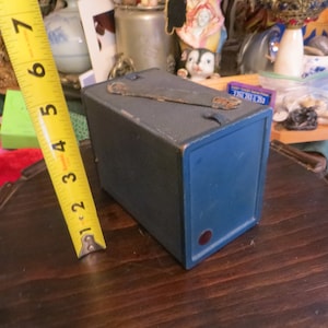 Ansco Box Camera, Blue Version Uses 120 Film 1930s