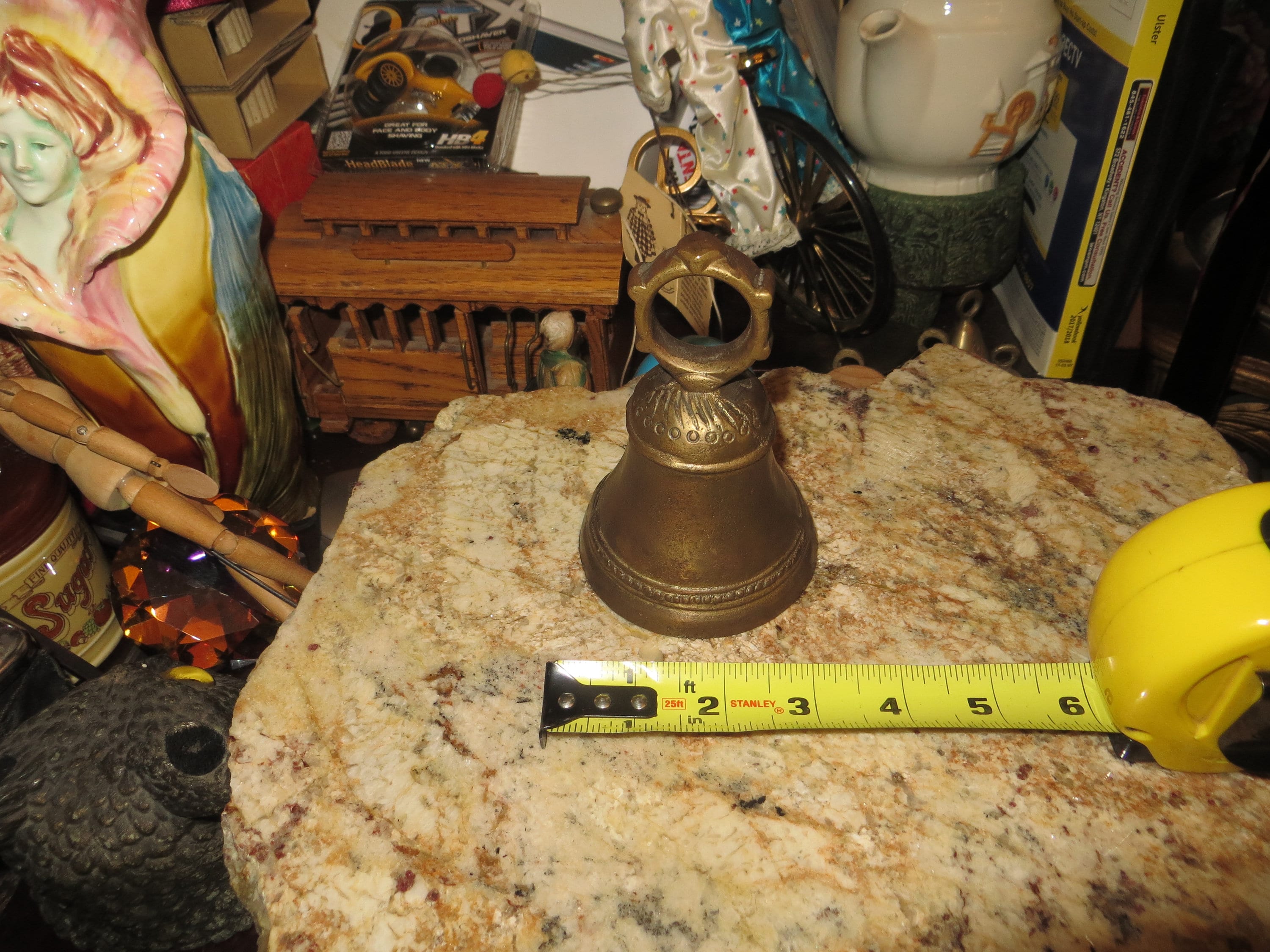 Vintage Metal Bell, Sanctuary, Liberty With Finger Loop, Please Read Description