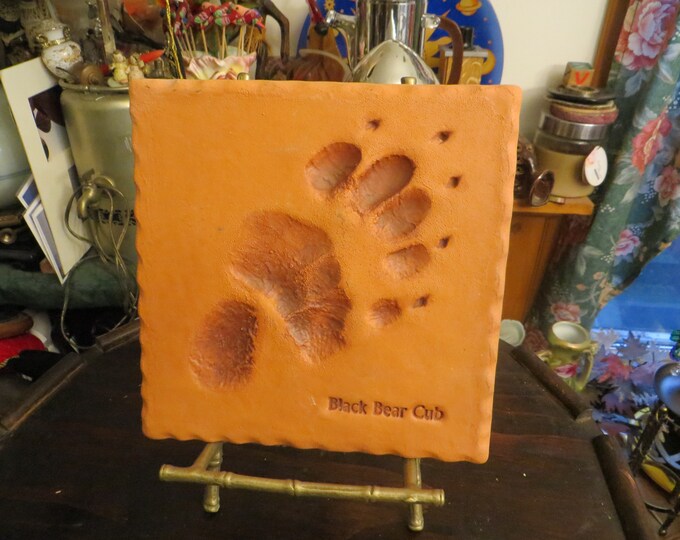 Handmade Pottery Tile black Bear Cub Track Pottery 6 X 6 Etsy