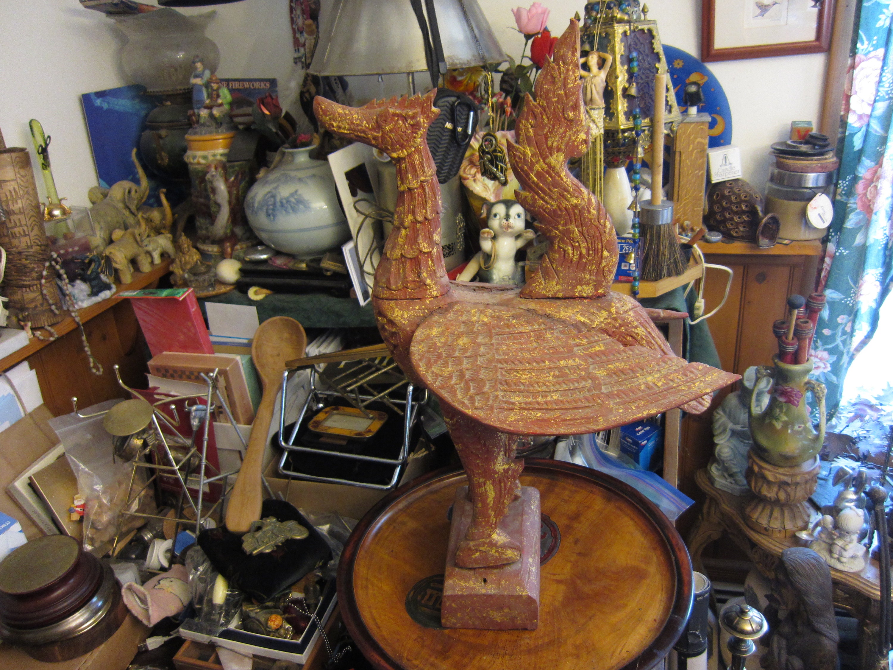 Pickup Only - Vintage Hand Carved Wood Balinese Chinese Tai Foo