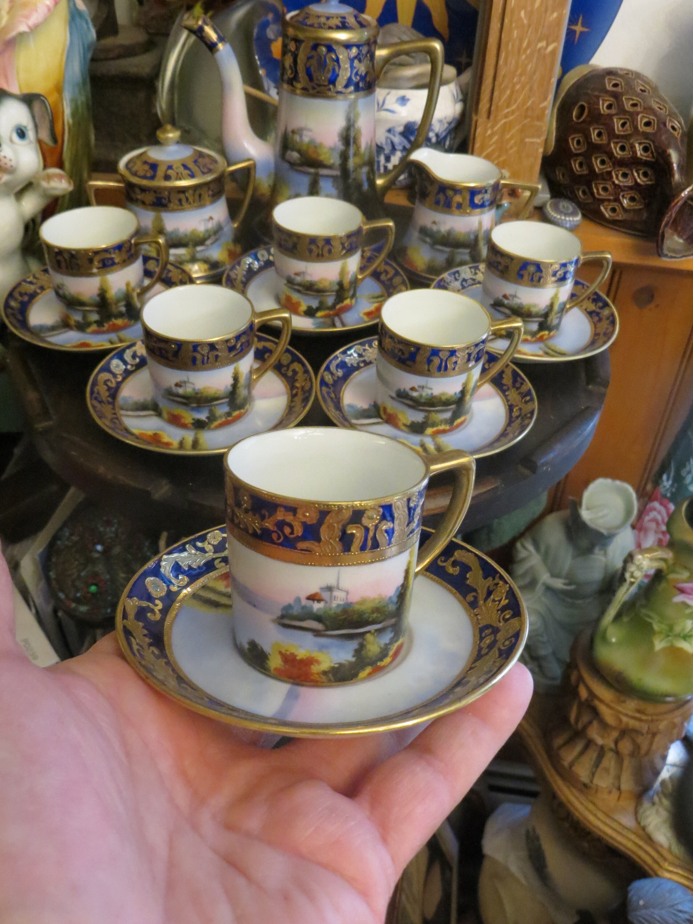 Noritake Lake House Scene Tea Set, Blue Mark Japan. - Etsy