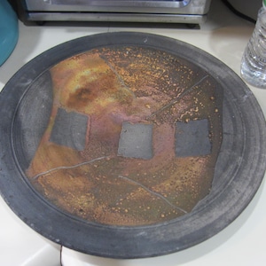 Norman Bacon Raku Plate, Vintage Signed