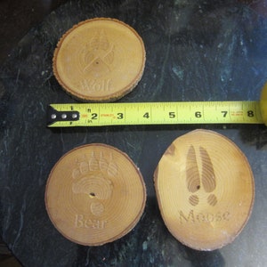 Real wood coasters, Moose, Wolf, Bear, country decor
