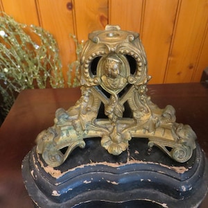Antique Metal & Wood Lamp Base Parts for Restoration Project
