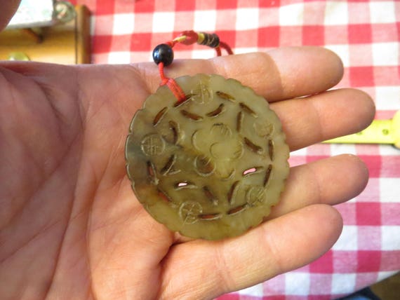 Carved Stone Medallion Pendant  - image 4