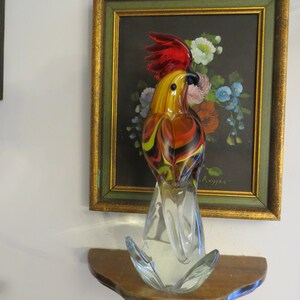 Murano Cockatoo Art Glass Bird Sculpture