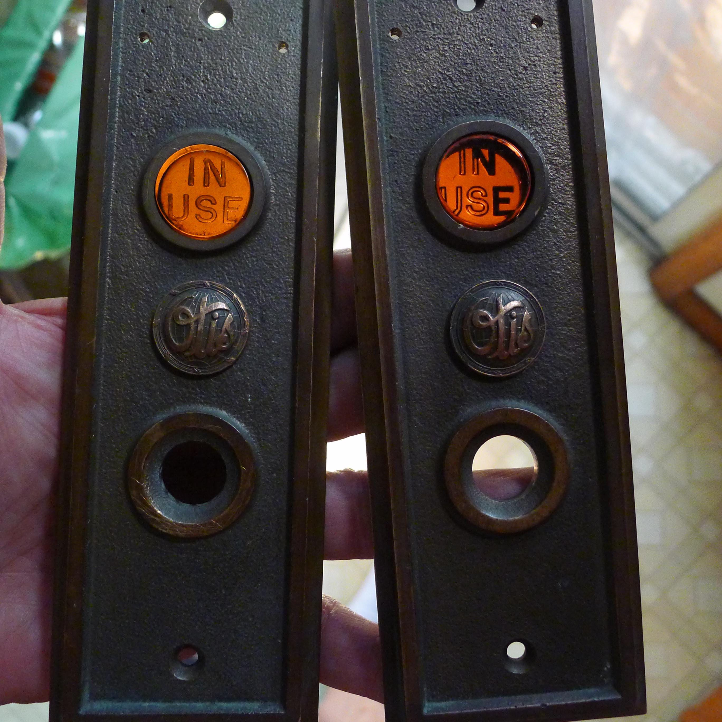 Pair of Otis Elevator Call Buttons, No. 846-SW-1, Antique Vintage