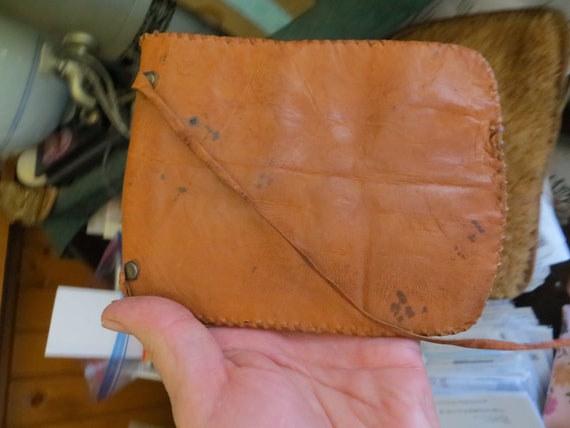 Tobacco Pouch, Neck Bag, Vintage Leather - image 4