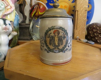 Style German Barware Marked AK Beer Stein Western Germany Lidded Stein Vintage Bavarian Collectibles