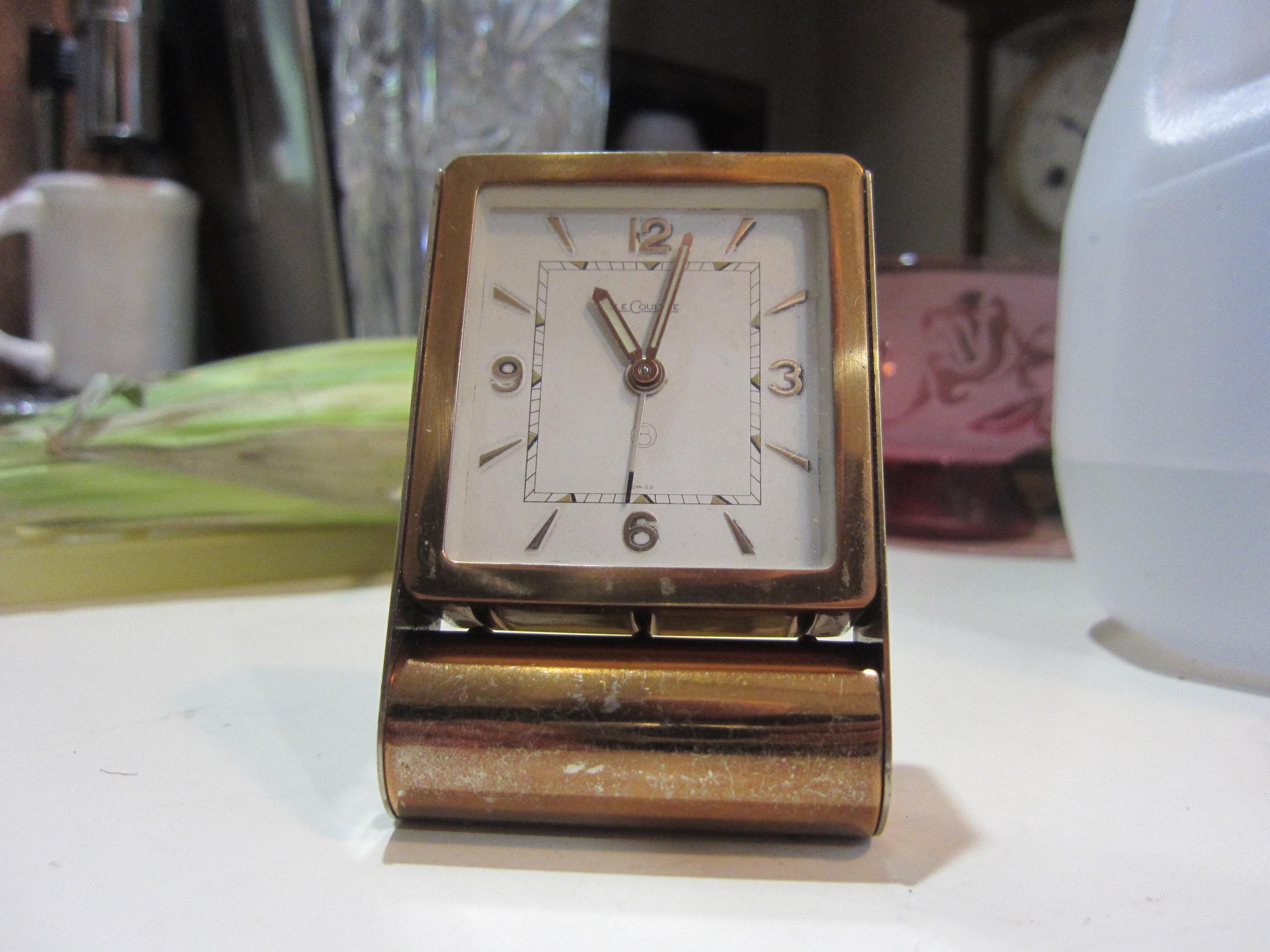 LeCoultre 8 Day Travel Alarm Clock Swiss Mechanical Wind Vintage Working #1120 Jaeger-Le-Coultre Eight-Day Travel Clock main image 4