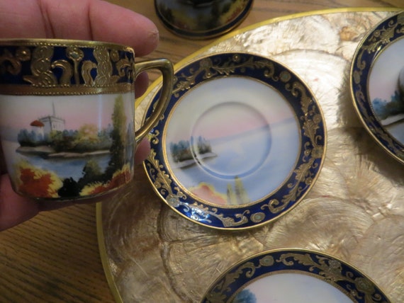Noritake Lake House Scene Tea Set, Blue Mark Japan. - Etsy