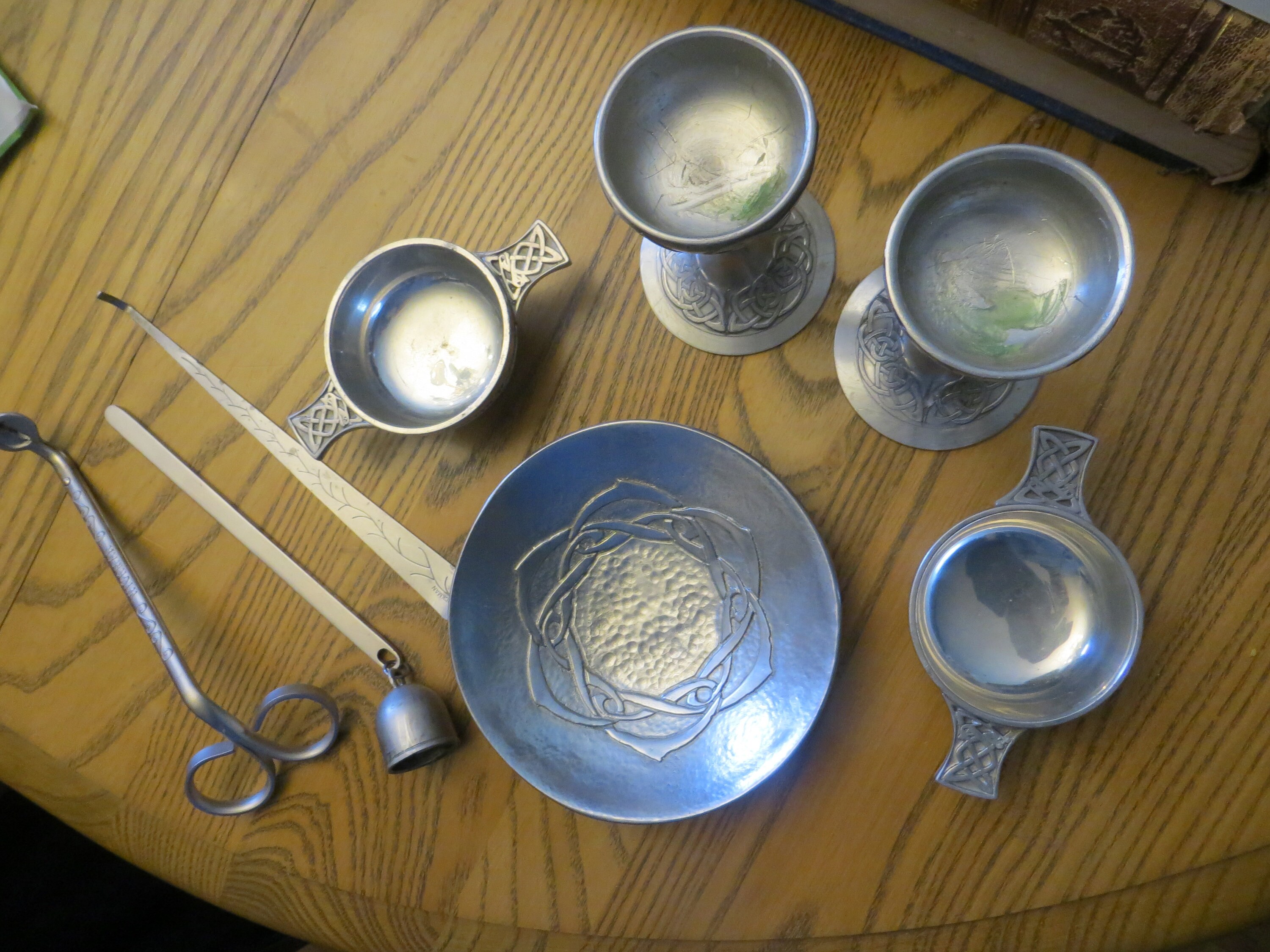 Candle Pewter Collection, Celtic Designs, Vintage, 8 Piece, Please Read Description