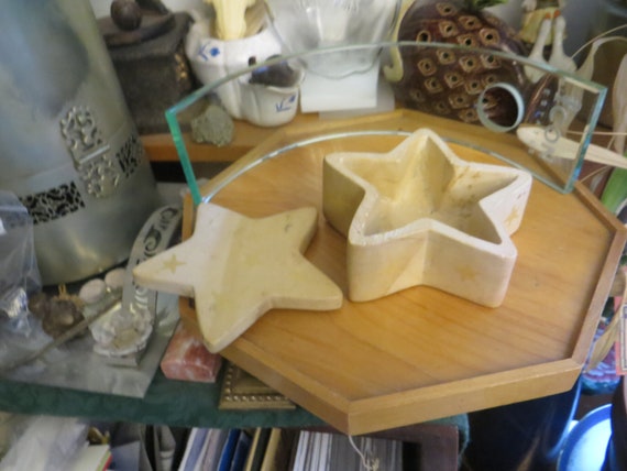 Stone Star Trinket box, vintage, hand carved, Please Read Description
