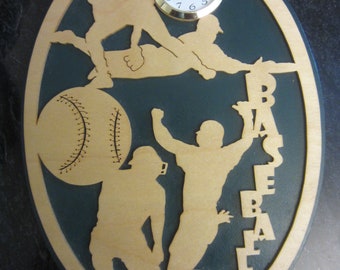 Carved Wood Baseball Clock,, Please Read Description