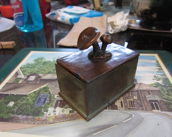 Bronzed Mushroom Pin Box Signed McClelland Barclay