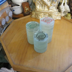 Vintage Glass Casino Poker Chip Pile Paperweight