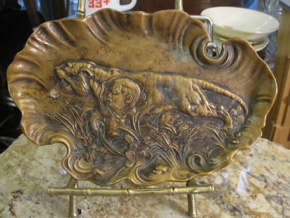 President Teddy Roosevelt Cast Bronze Tiger Tray … - image 2