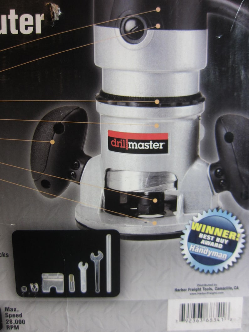Drill Master 2 HP Fixed Base Router 68341, 28000RPM, 120V, 11amp With ...