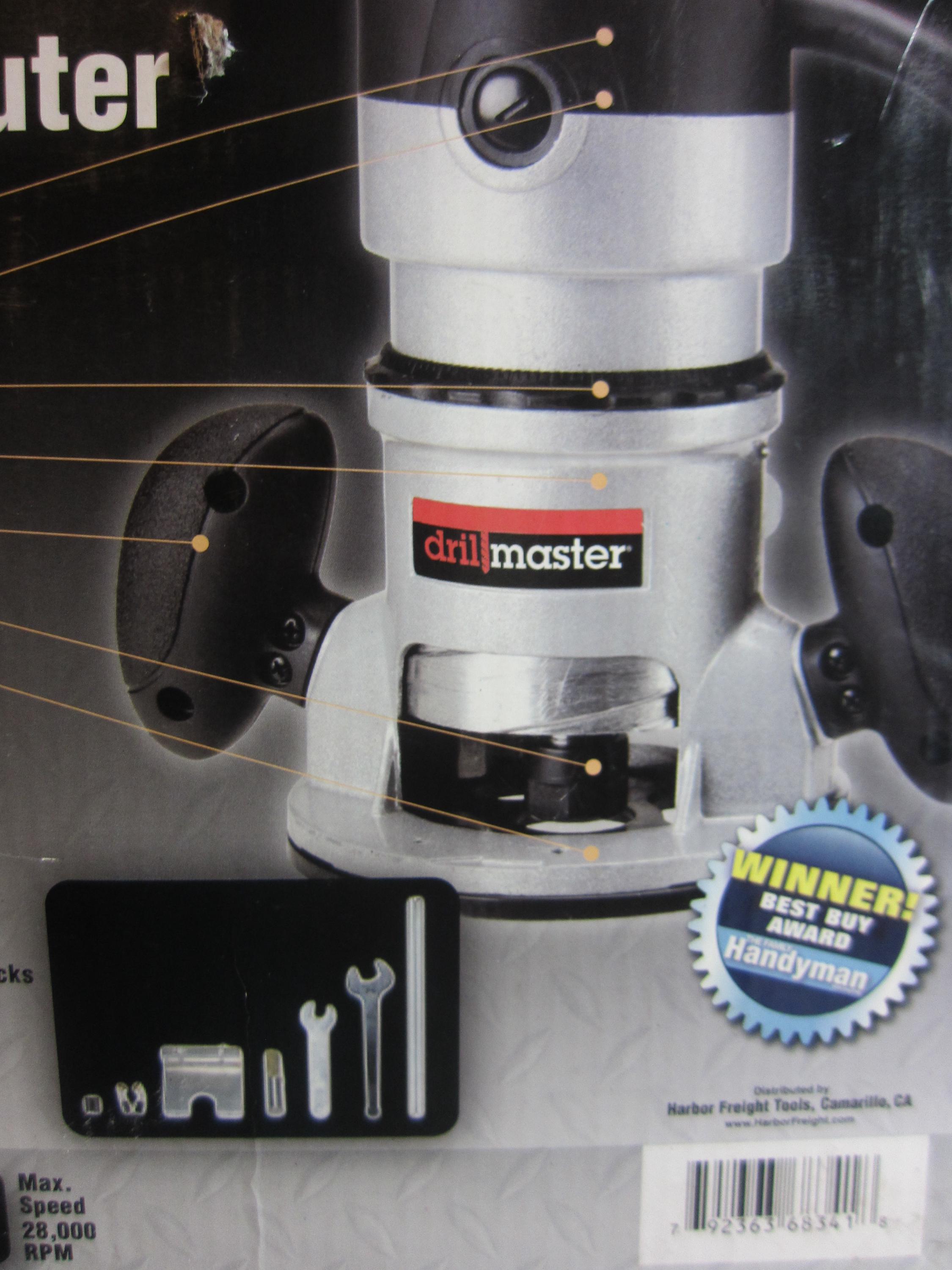 Drill Master 2 HP Fixed Base Router 68341, 28000RPM, 120V, 11amp