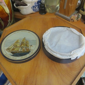 Vintage Otagiri Nautical Drink Coasters Lacquerware Clipper Ships