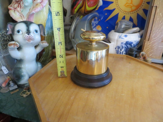 Ronson Table Lighter. Vintage Brass 1LB Weight Cigarette Lighter With  Wooden Base, Vintage, Please Read Description