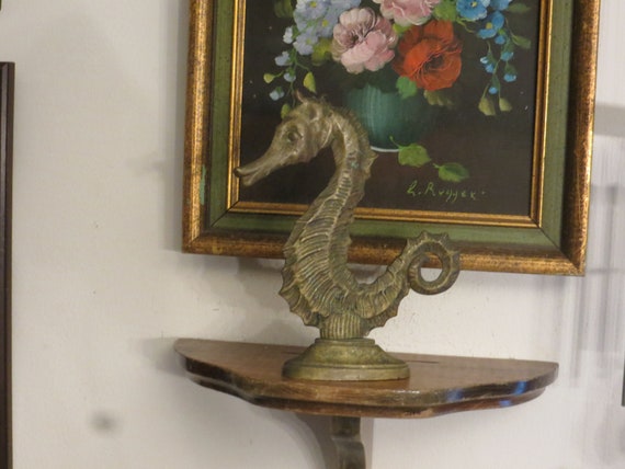 Figurine Hippocampe Vintage – Bronze Doré – Symbole Protection – Fait Main
