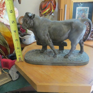 Antique Metal Bull Statue Sculpture Signed  G.P. Kato