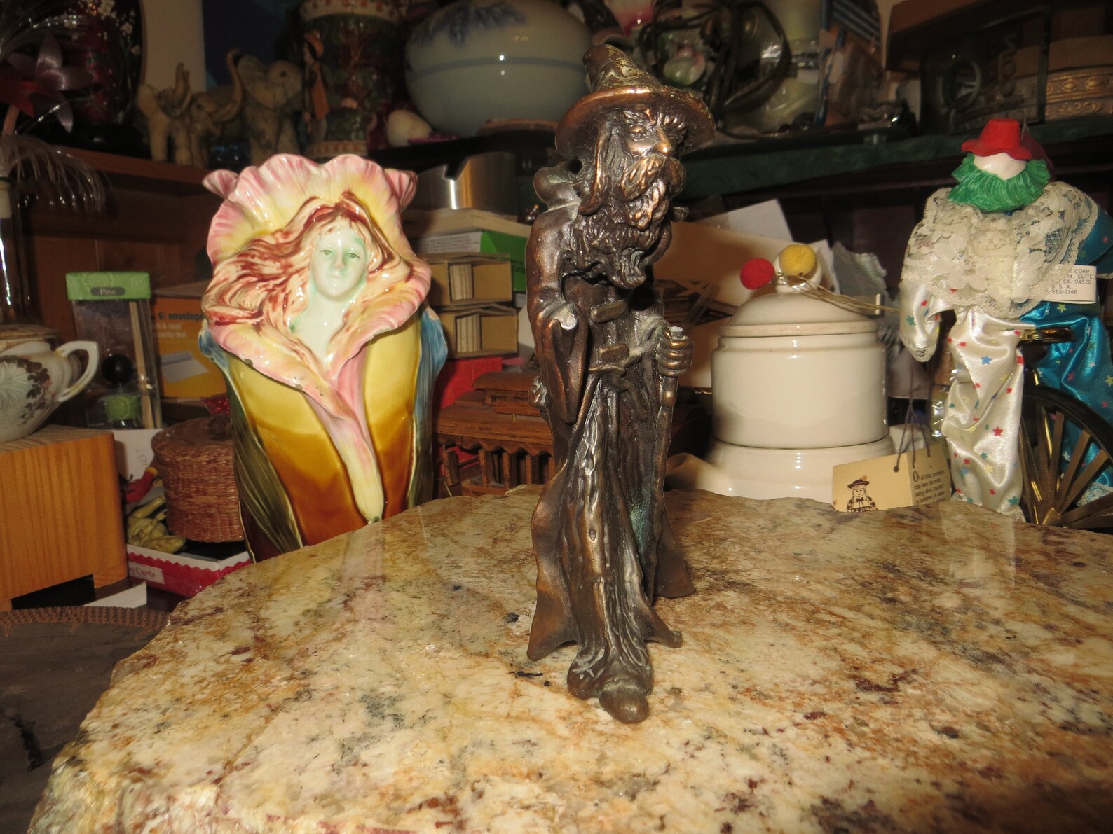 Bronze Wizard Statue Sculpture Signed Vintage Etsy