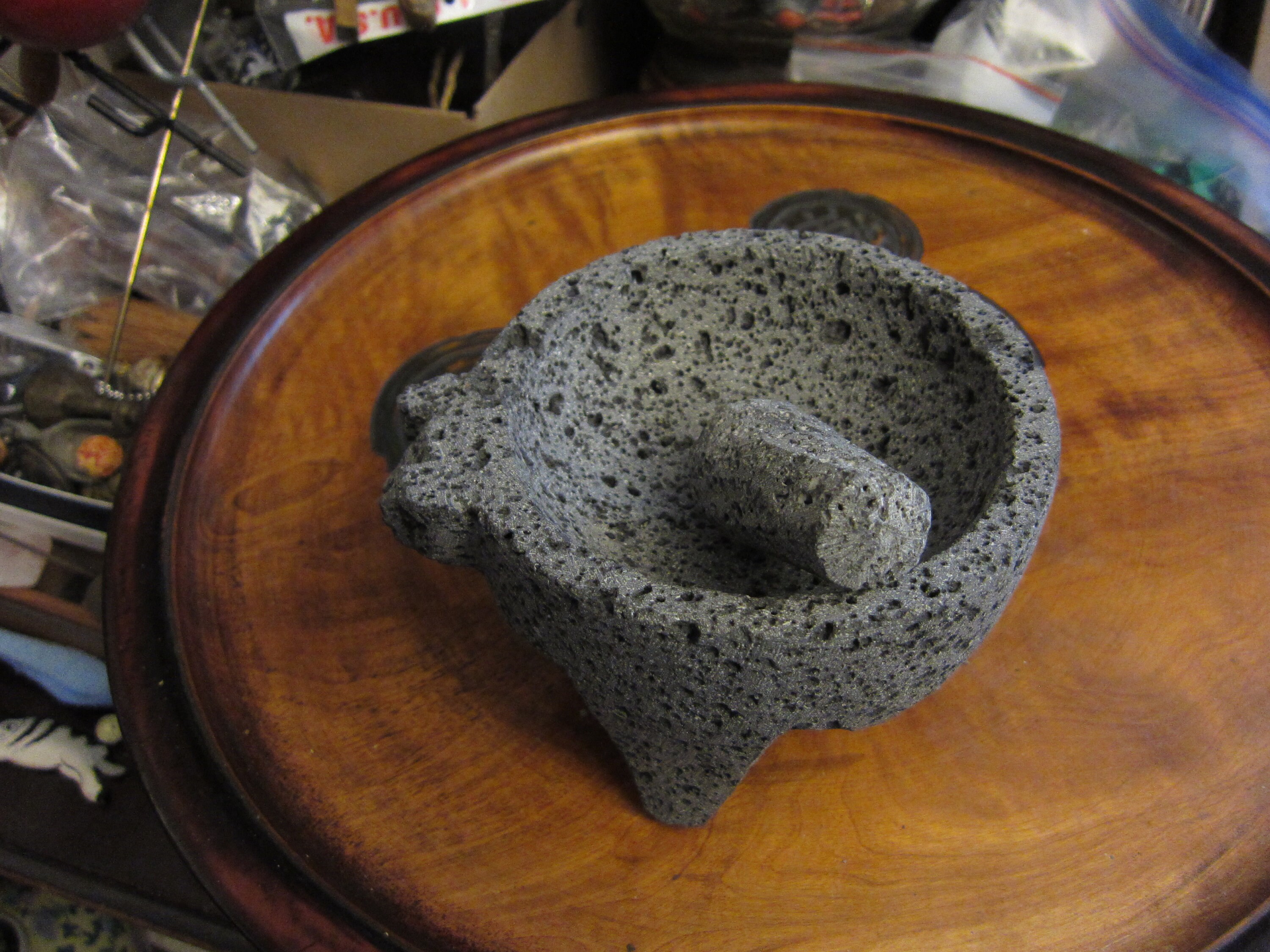 Volcanic Stone Mortar and Pestle molli-caxitl Classic Design Salsa