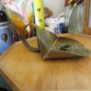 Vintage Brass Candle Holder, Hammered Chamber Candlestick