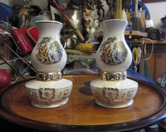 Wall Pocket Oil lamp Shaped Lanterns with Courting Scene, Please Read Description