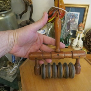 Antique 1800'S Wood Hand Held Massager Device Health Culture co. April 12 1892