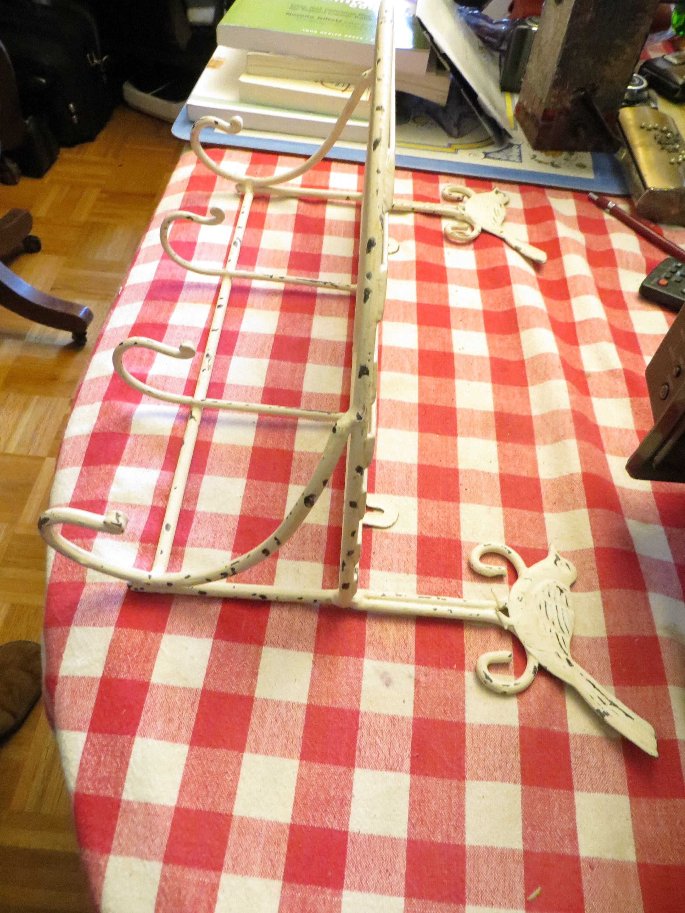 Vintage Shabby Wrought Iron Rack Hat Rack With Shelf Birds Etsy