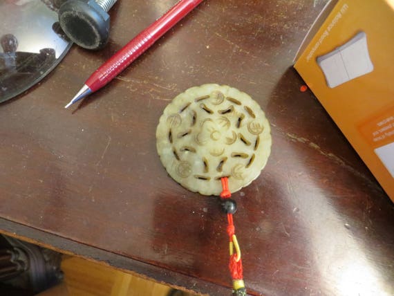 Carved Stone Medallion Pendant  - image 1