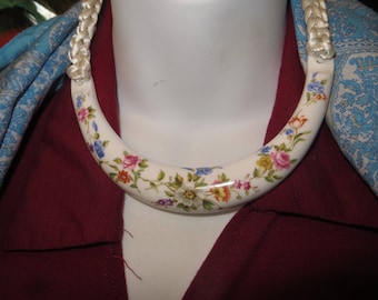 Kenneth Jay Lane Vintage Royal Worcester Bone China KJL Collar Necklace , Please Read Description