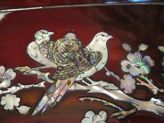 Vintage Japanese Wooden Box With Inlaid MOP Top, Please Read