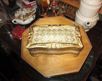 Carved Wood Jewelry Trinket Box, vintage , Please Read Description