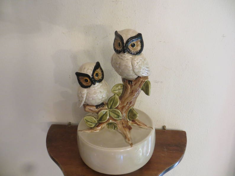 Owl Music Box Ceramic Love Owls Japan Some Enchanted Etsy