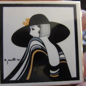 Compact w/ Double Mirrors, Art Deco White Enamel and Brass Wash