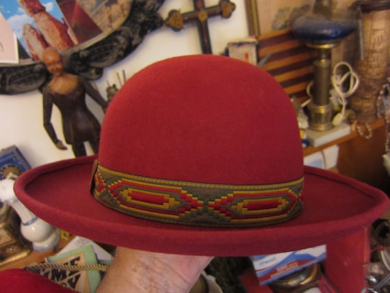Burgundy Red 100% Wool Hat - Made In Italy - image 1