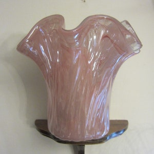 Pink Art Glass Vase scalloped top, 6 1/2 pounder