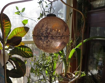 Large Xmas Globe Ornament, glass jewels 8" sphere, Please Read Description