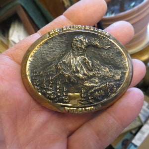 Commemorative 1980 Mt. Saint Helens Bronze Belt Buckle by Artist Bart Kenworthy