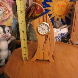 Exotic wood desk clock, quartz clock insert