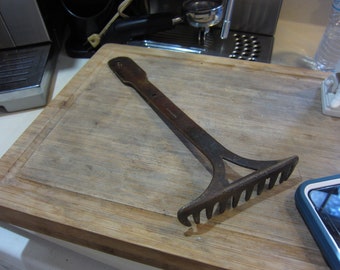 Antique Miniature Rake Hammered Bronze/ Brass, Copper Wash, Please Read Description