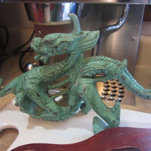 Vintage Green Dancing Dragon Chinese Asian Oriental Figurine Statue Sculpture