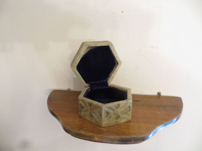 Stone Trinket Box, ring holder, carved jewelry storage, keepsakes, vintage , Please Read Description image 5