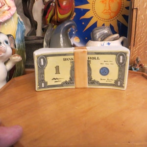 Styson china pottery ceramic Bank Roll money, one dollar piggy bank
